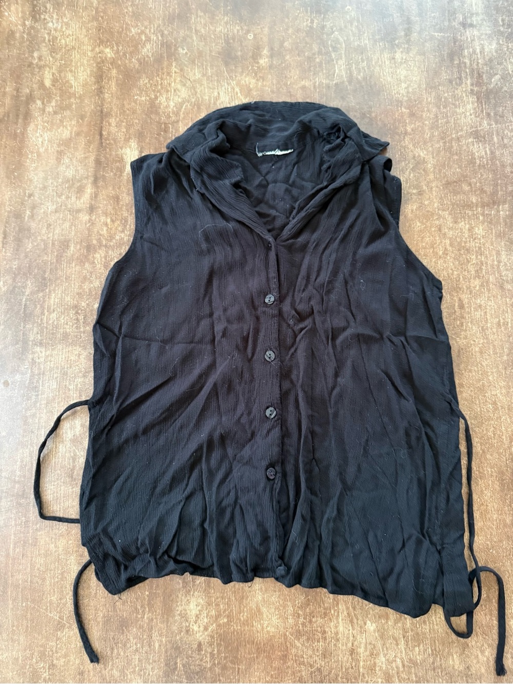 Sleeveless Button-Front Black Women’s Top